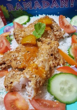 A picture of Oat coated fish.