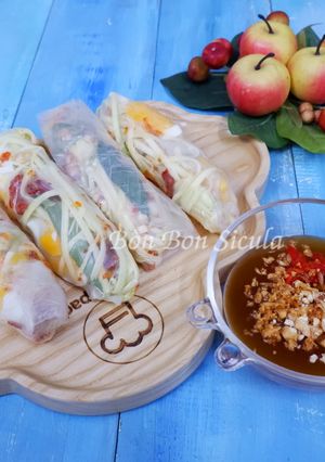 Hình của món Bánh Tráng Cuốn Chấm Mắm Me.
