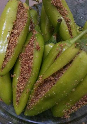 A picture of Green chilli pickle.