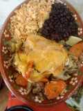 Pollo con vegetales al vapor