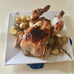A picture of Whole Baked Chicken*very easy* with Baked Baby Potatoes.