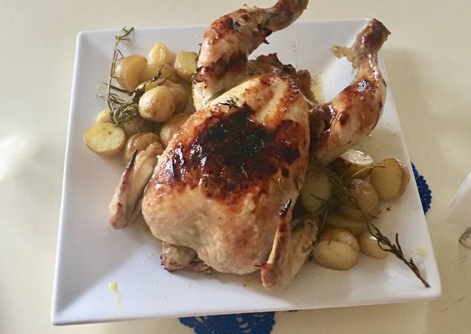 Whole Baked Chicken*very easy* with Baked Baby Potatoes
