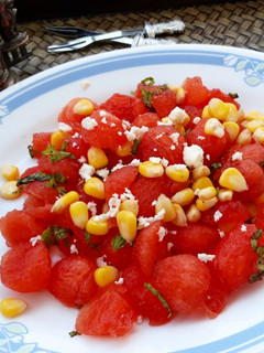 A picture of Watermelon corn salad.