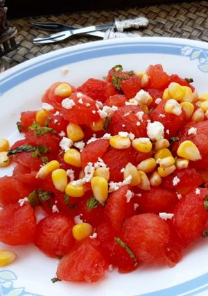 A picture of Watermelon corn salad.