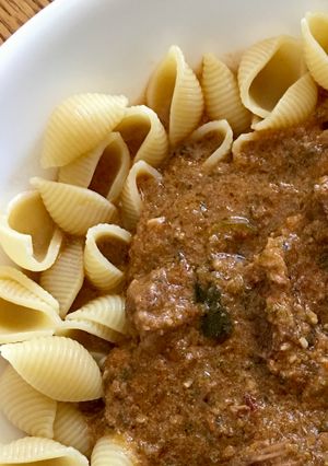 A picture of Beef Tacos or Mexican Bolognese Sauce.