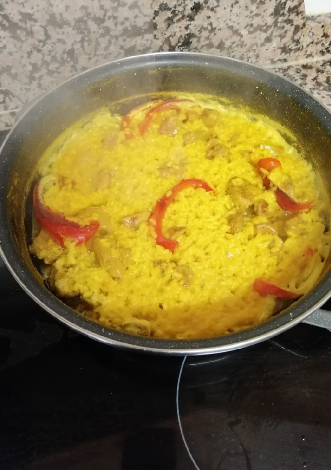 Una foto de Arroz con solomillo de pavo