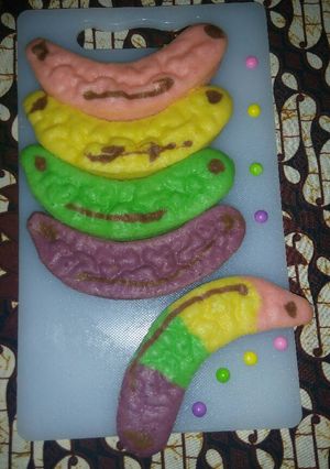 Foto resep Banana Rainbow Cake Steam / Banana Cotton Kue Praktis anti gagal