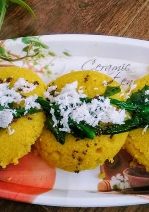 A picture of Instant Katori dhokla.