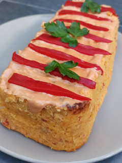 Una foto de Pastel de Merluza con Pimientos del Piquillo, SIN HARINA