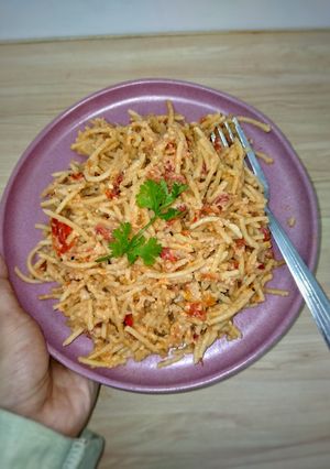 Gambar Creamy Egg Tomato Pasta