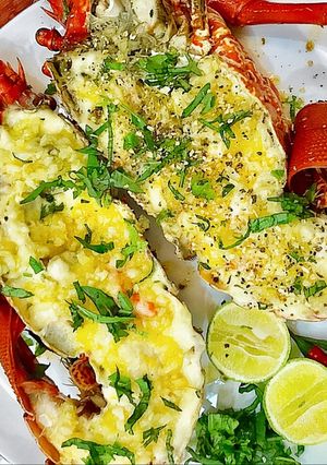 A picture of Lobster with Garlic Butter and Cheese 🦐.