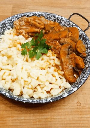 Gombapörkölt velővel recept fotója
