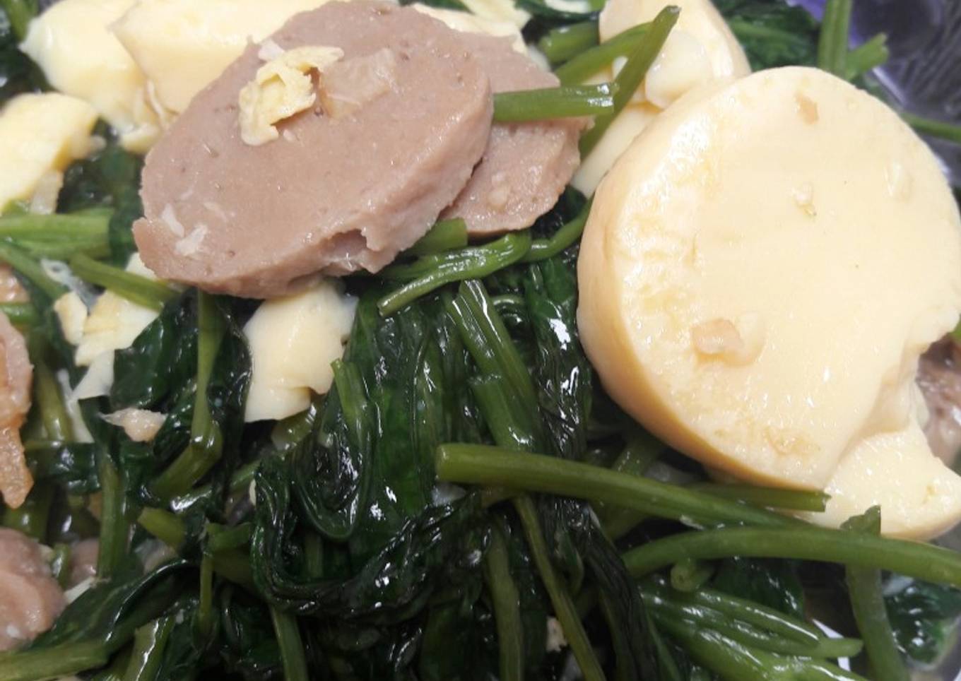 Cah Kangkung tofu bakso enak (MPasi 12bln ke atas)