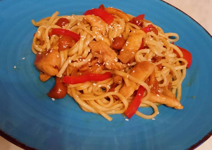 Удон С Курицей "Терияки", Грибами И Овощами - Пошаговый Рецепт С Фото.  Автор Рецепта Ольга Ковалёва . - Cookpad