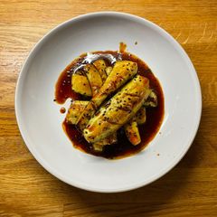 A picture of Sticky gochujang courgette.