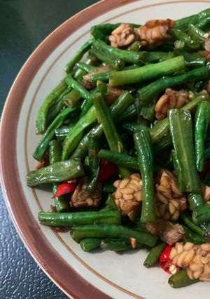 Foto resep Tumis kacang panjang + tempe