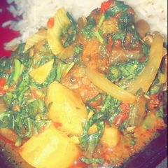 A picture of Basmati with vegetable soup.
