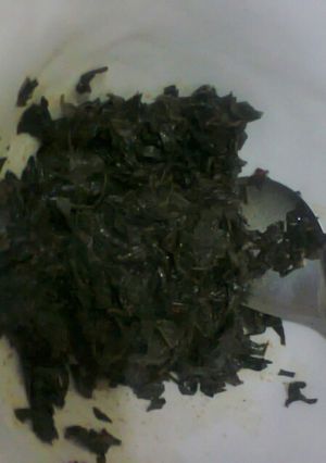 A picture of Cooked kunde. (cowpeas leaves).