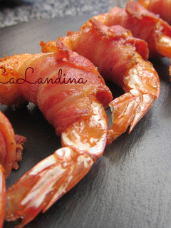Una foto de Pincho de langostino y bacon