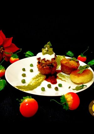 A picture of Veg Frittata With Peas Stuffed Potato Patties.