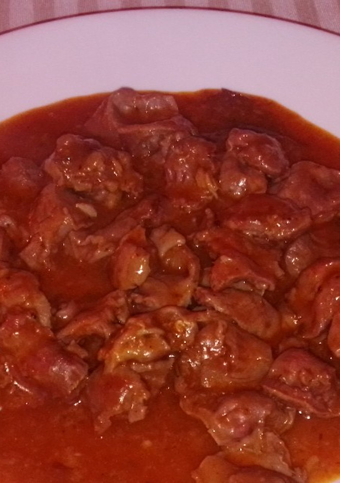 Una foto de Mollejas de pollo picantes