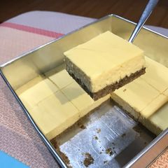 A picture of Baked Tofu Cheesecake with Oat Crust.