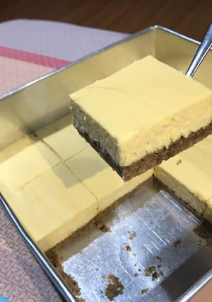 A picture of Baked Tofu Cheesecake with Oat Crust.