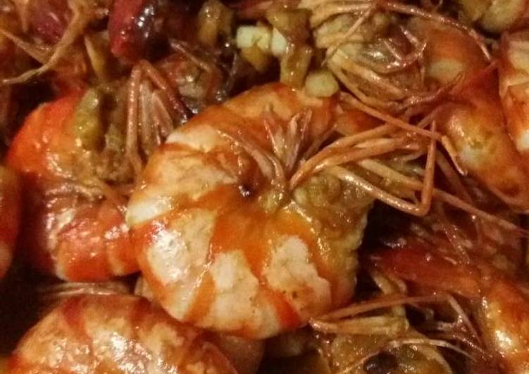 Bagaimana Menyiapkan 2) Udang Bakar Praktis pake Teflon, Sempurna