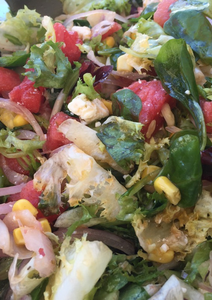 Una foto de Riquísima ensalada de sandía y feta