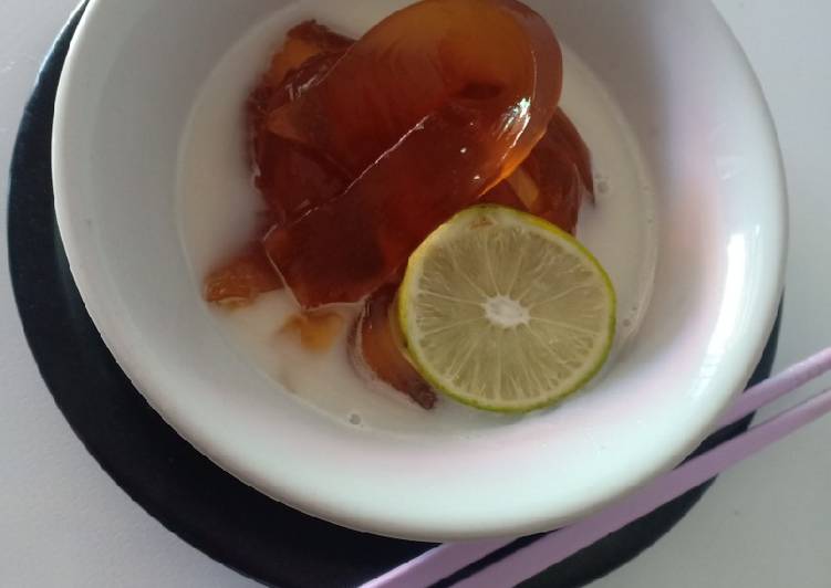 Langkah Mudah untuk Membuat Puding susu lemon tea praktis Anti Gagal