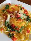 Fettuccine with Polenta, Sautéed Tomatoes, Basil & Spinach