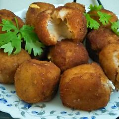 Cheese burst chicken potato cubes A picture of Cheese burst chicken potato cubes.