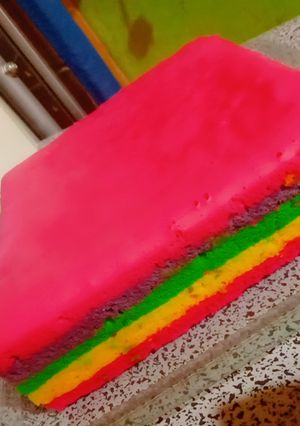 Foto resep Rainbow cake kukus mudah