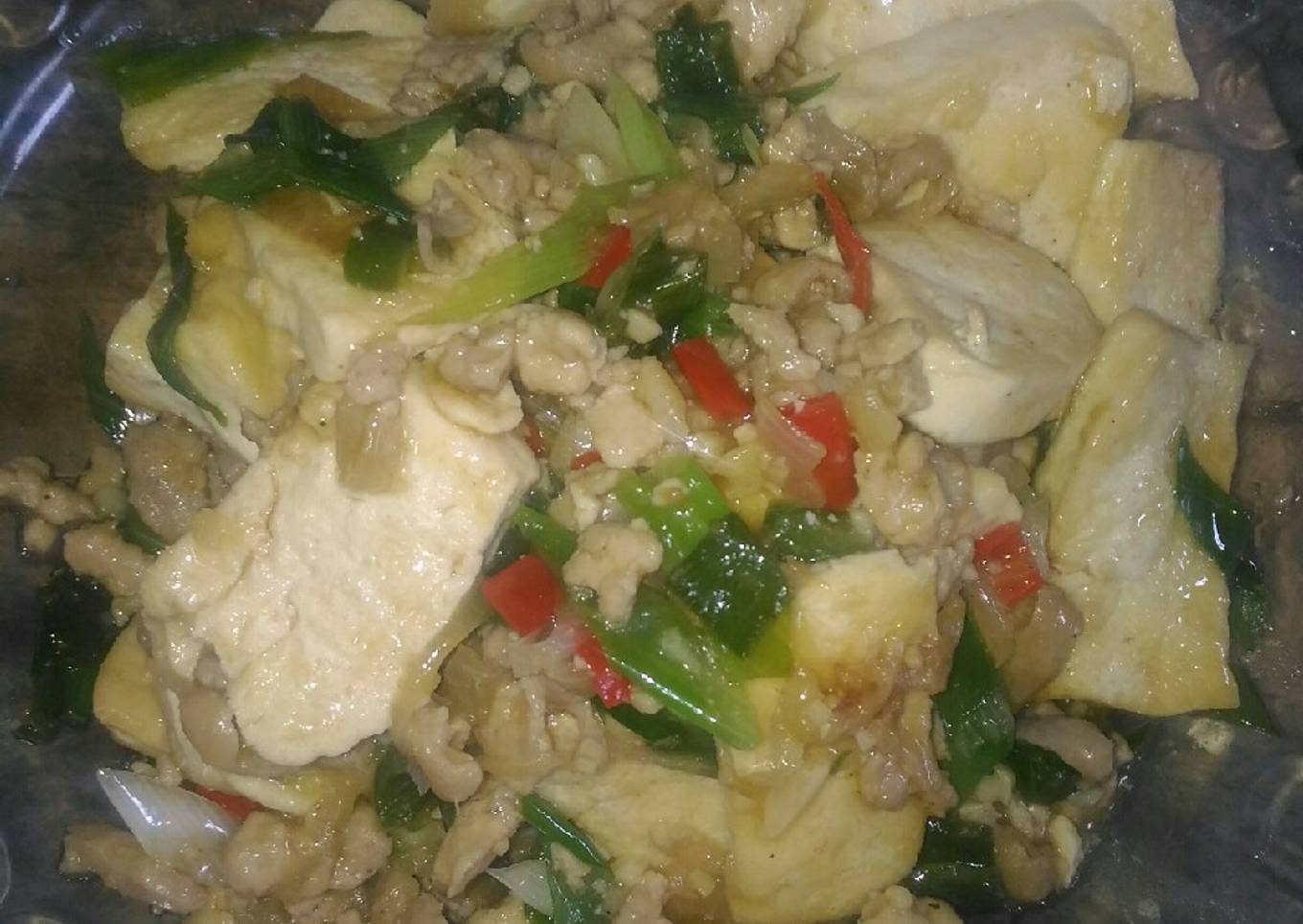 Tumis Ayam Cincang dengan Tahu