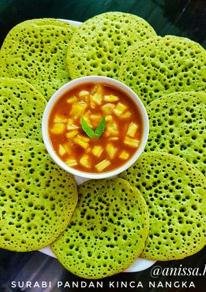 Foto resep Surabi Pandan Kinca Nangka (Dijamin Berpori)