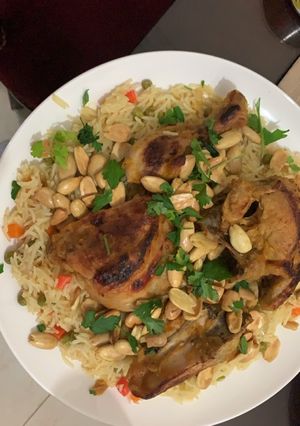 صورة لوصفة رز بالخضار لذيذ جداً مع دجاج مشوي