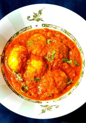 A picture of Kolhapuri Egg Curry.