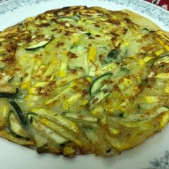 A picture of Hobak Buchimgae (Korean Squash Pancake).