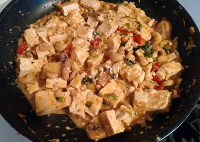 Vegan thai peanut tofu stir fry
