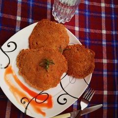 A picture of Savoury sorghum flour pancakes.