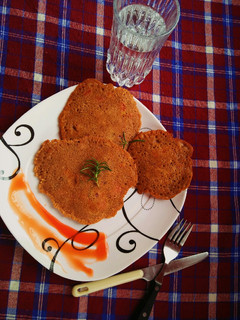 A picture of Savoury sorghum flour pancakes.