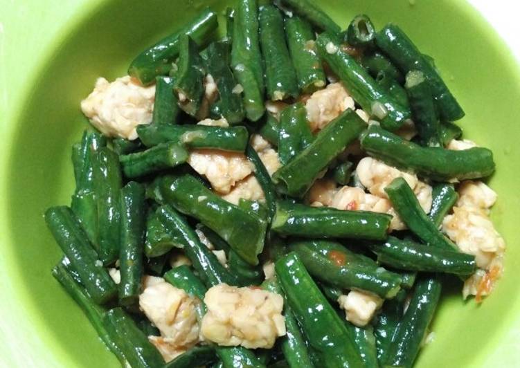 Tumis kacang panjang mix tempe