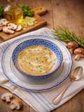 Crema de champiñones y puerros