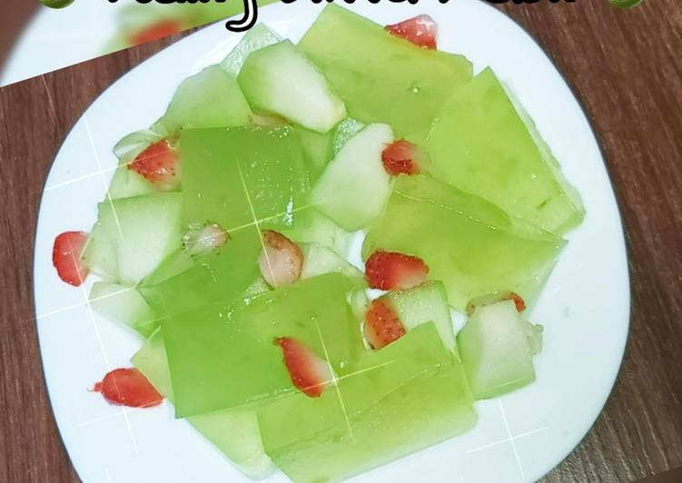 makanan Puding Nutrijell ektra Melon 🍈(cemilan segar) Jadi, Lezat