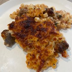 A picture of Sausage pasta bake.