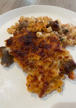 A picture of Sausage pasta bake.