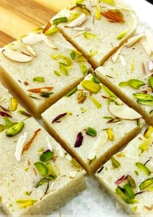 A picture of Fresh Coconut Barfi / Nariyal Barfi - South Indian Style.