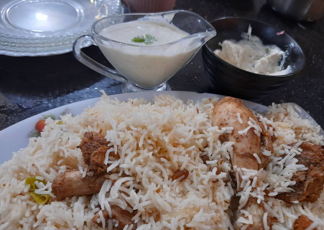 Chicken mandi with dukka
