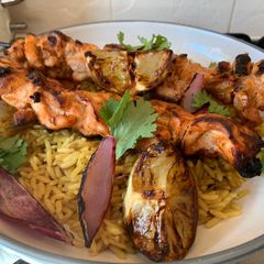A picture of Easy Tandoori chicken skewers.