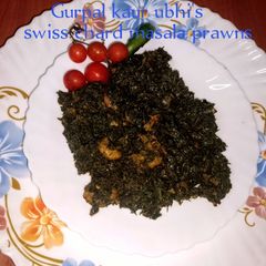 Swiss chard masala prawns🥬🦐🍅🧅 A picture of Swiss chard masala prawns🥬🦐🍅🧅.